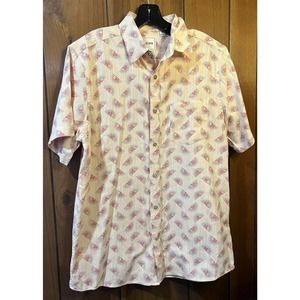 ROWM Mens Sz Medium Button Down Shirt Short Sleeve Multicolor Sun pattern